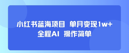 小红书蓝海项目 单月变现1w+ 全程AI 操作简单插图 小红书蓝海项目 单月变现1w+ 全程AI 操作简单