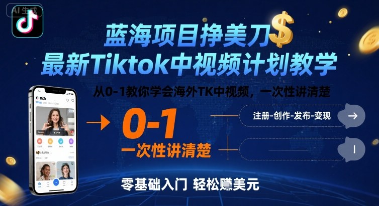 蓝海项目挣美刀,最新Tiktok中视频计划教学,从0-1教你学会海外TK中视频,一次性讲清楚插图 蓝海项目挣美刀,最新Tiktok中视频计划教学,从0-1教你学会海外TK中视频,一次性讲清楚