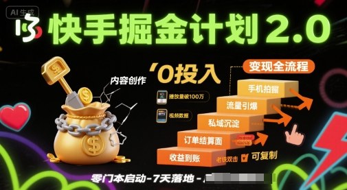 快手掘金计划2.0,快手电商变现全流程,简单可复制,0投入插图 快手掘金计划2.0,快手电商变现全流程,简单可复制,0投入